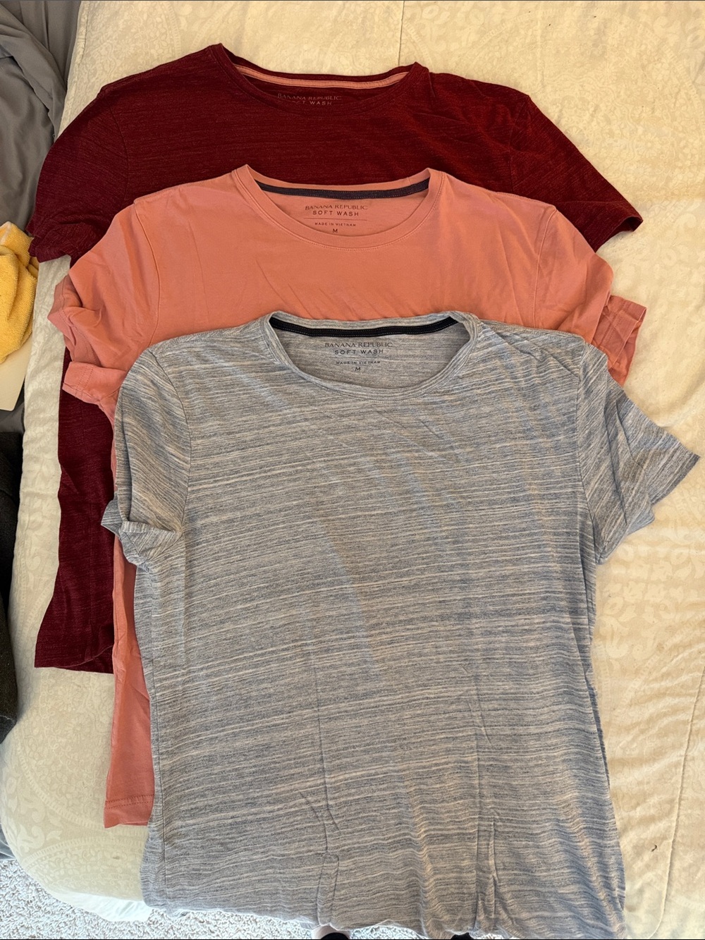 Banana Republic Men’s Short-Sleeve Tees - Light Blue Heather, Coral, Burgundy